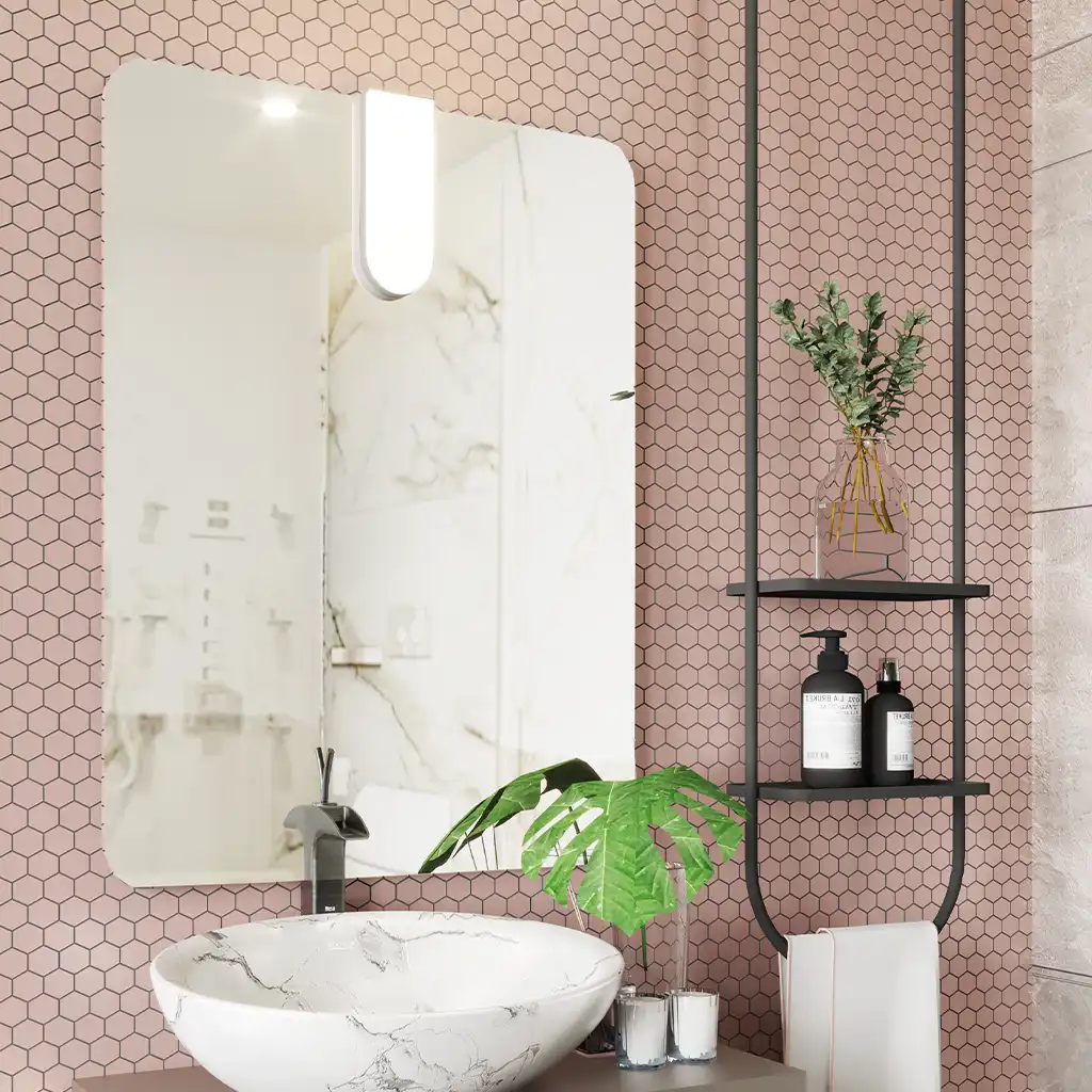 A134K - Mirror LED lamp with white glass