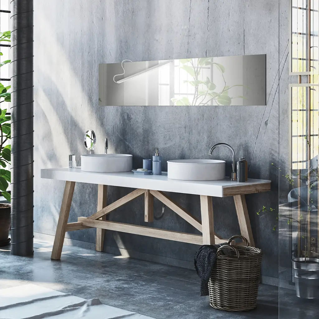 Thin LED lamp for mirror with fixing