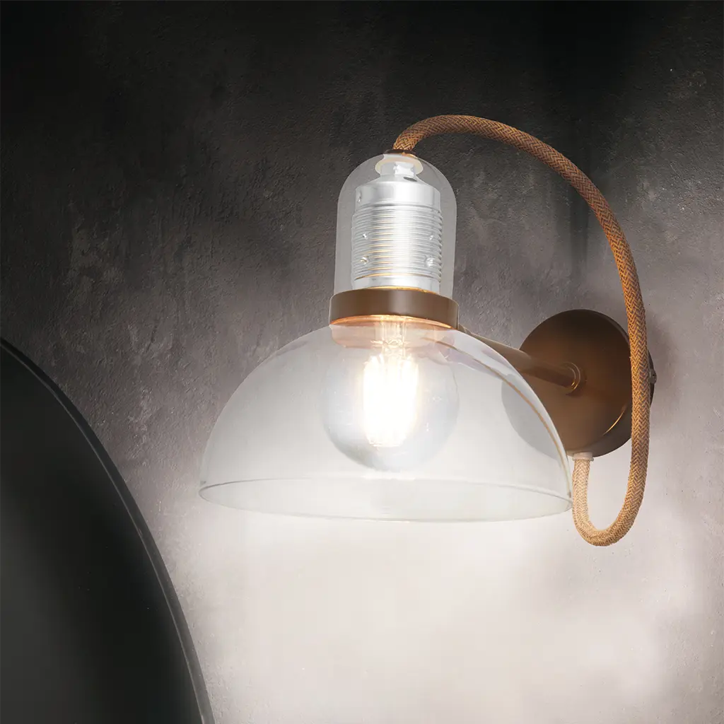 A200M - Lampada da parete con vetro trasparente stile retrò