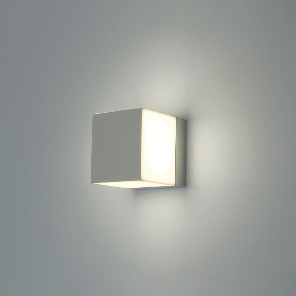 a90km kubo lampada led parete acciaio metacrilato bianco 230v 1 