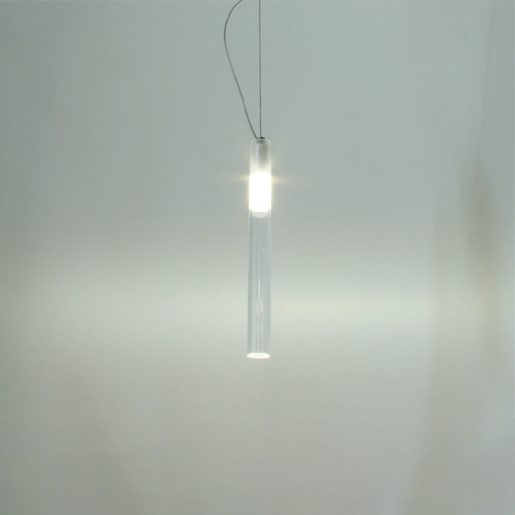 s421 tubino lampada led sospensione vetro tubo pirex trasparente sabbiato 1 